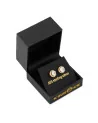 KING ICE - Halo Brilliant Cut Stud Earrings - Gold