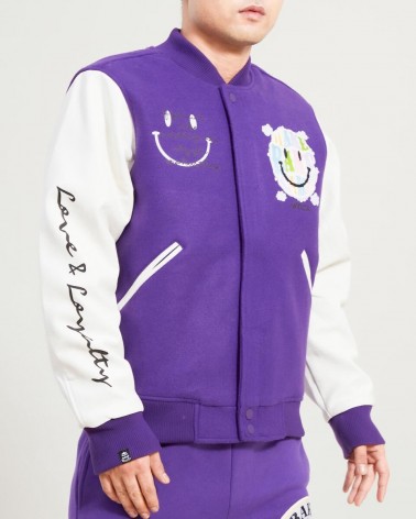 Wedding Cake -  Happy Face 2 Varsity Jacket - Purple