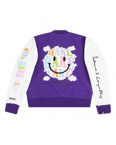 Wedding Cake -  Happy Face 2 Varsity Jacket - Purple