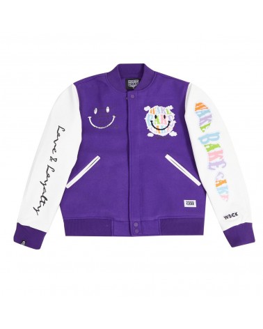 Wedding Cake -  Happy Face 2 Varsity Jacket - Purple