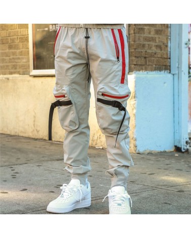 8 & 9 Clothing - Combat Nylon Pant - Grey / Red