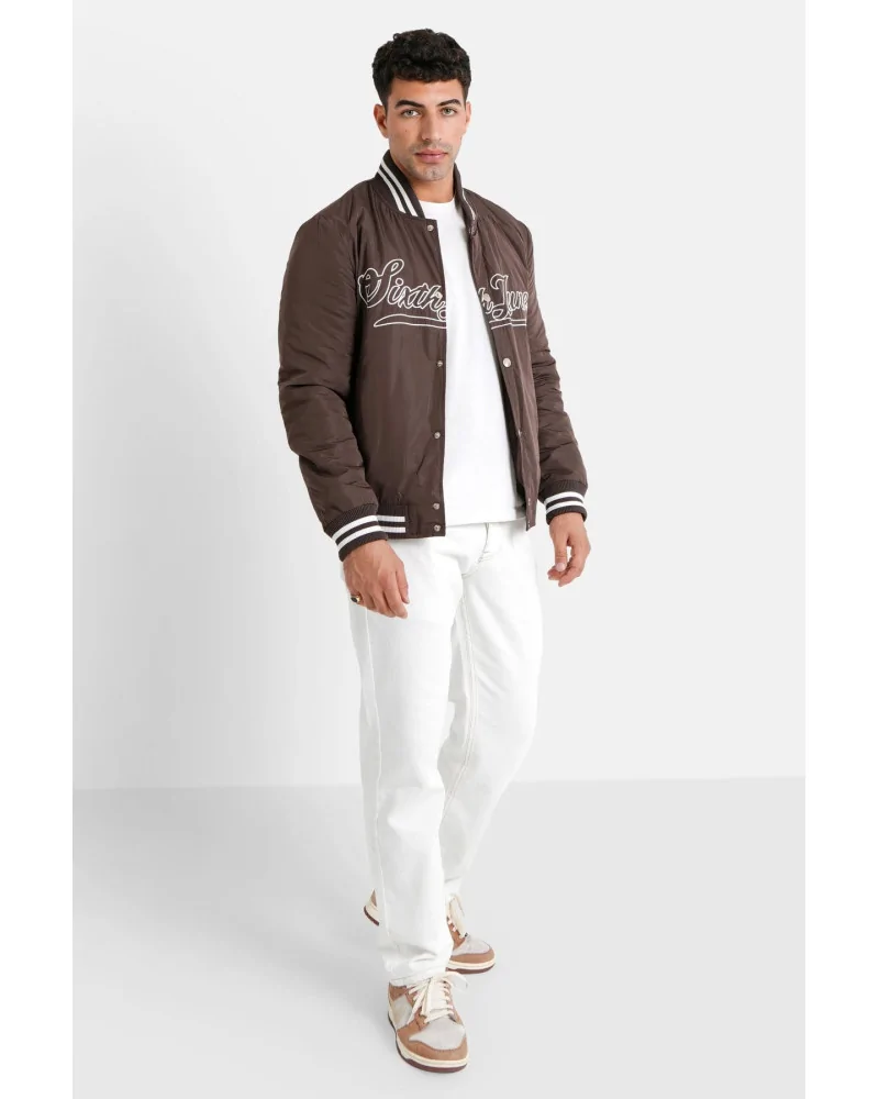 Sixth June - Varsity Embroidered Logo Jacket - Brown