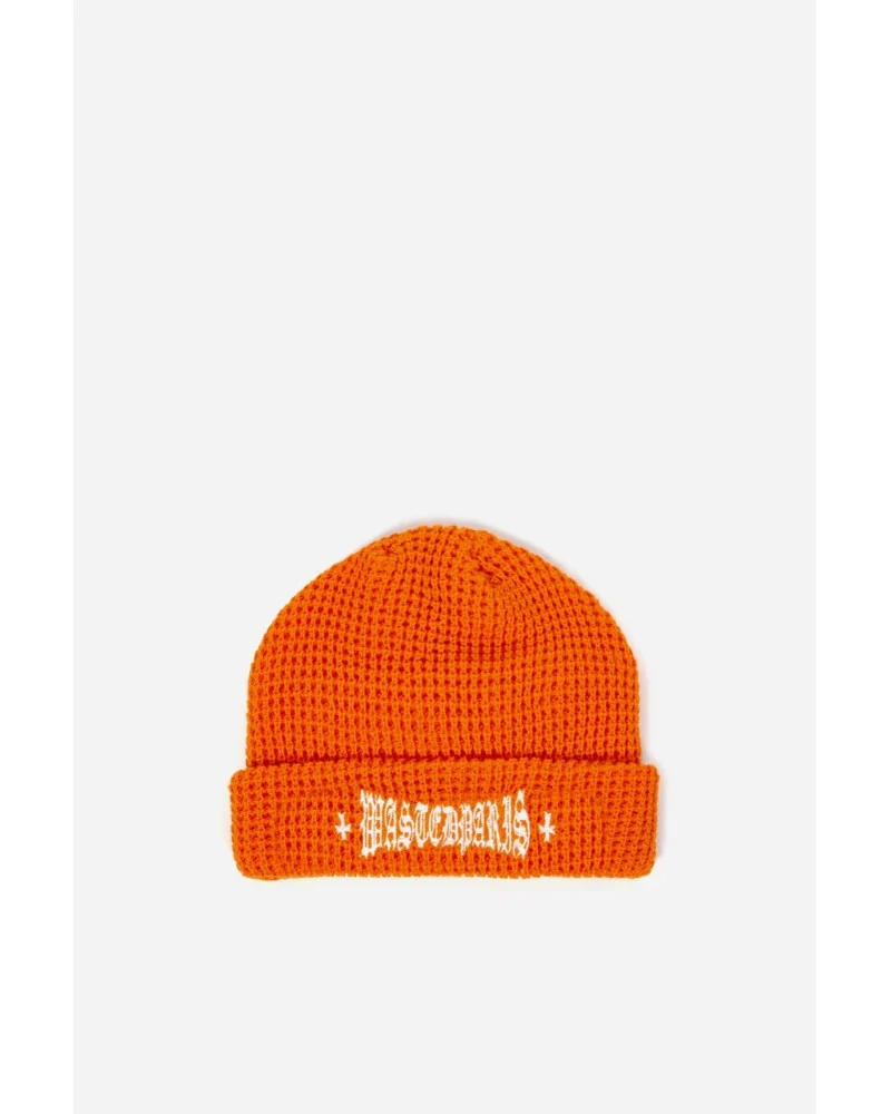 Wasted Paris - London Cross Waffle Beanie - Orange | blockshops