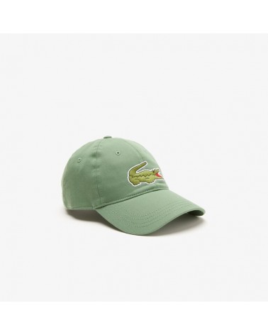 Lacoste Live - Unisex Lacoste Adjustable Organic Cotton Twill Cap - Khaki Green