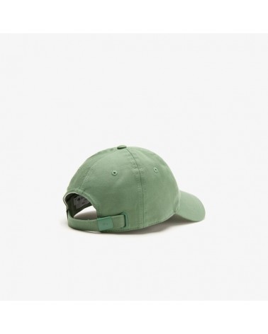 Lacoste Live - Unisex Lacoste Adjustable Organic Cotton Twill Cap - Khaki Green