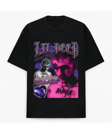 Block Custom - Lil Peep Retro Merch Tee - Black