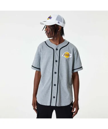 New Era - LA Lakers NBA Baseball Jersey Grey T-Shirt - Grey