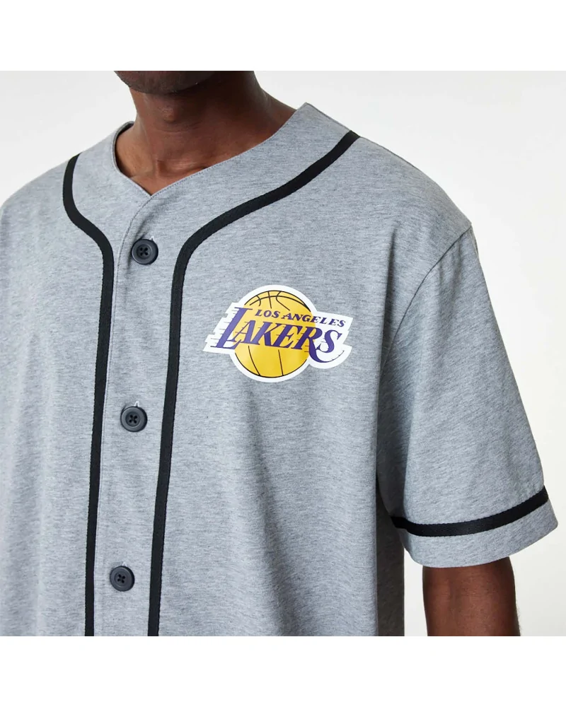 New Era - LA Lakers NBA Baseball Jersey Grey T-Shirt - Grey