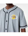 New Era - LA Lakers NBA Baseball Jersey Grey T-Shirt - Grey