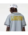 New Era - LA Lakers NBA Baseball Jersey Grey T-Shirt - Grey