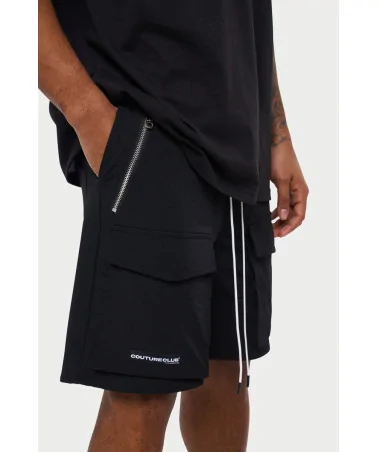 The Couture Club - Panneled Nylon Cargo Shorts - Black | blockshops