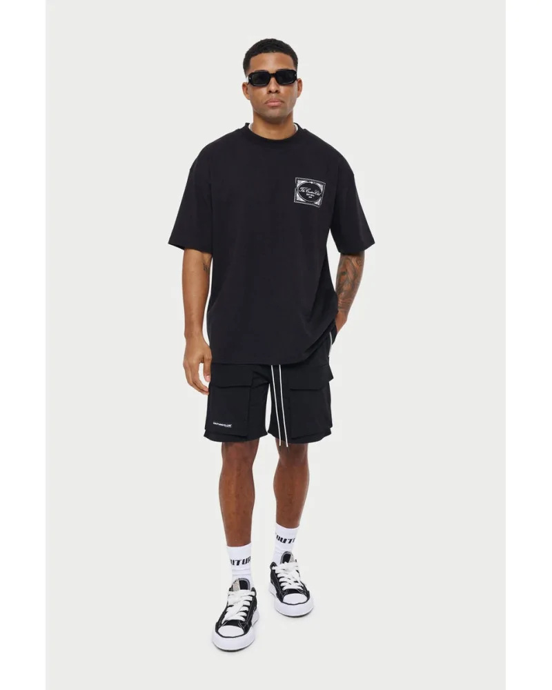 The Couture Club - Panneled Nylon Cargo Shorts - Black | blockshops