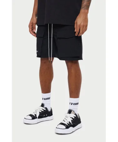 The Couture Club - Panneled Nylon Cargo Shorts - Black | blockshops