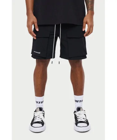 The Couture Club - Panneled Nylon Cargo Shorts - Black | blockshops