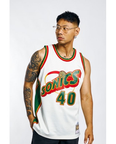 Mitchell & Ness - Shawn Kemp Seattle Supersonics Cream Team 95-96 Hardwood Classic Swingman Jersey - Cream