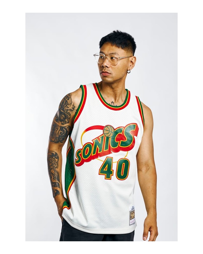 Mitchell & Ness - Shawn Kemp Seattle Supersonics Cream Team 95-96 Hardwood Classic Swingman Jersey - Cream