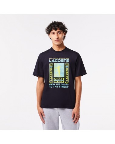 Lacoste Live - René Lacoste Print Relaxed Fit T-shirt - Navy