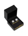 KING ICE - 14K Iced Button Stud Earrings - White Gold