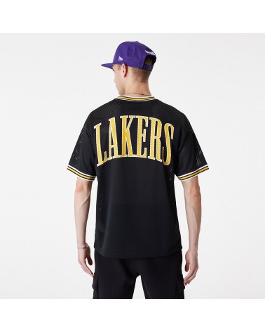 New Era NBA LA Lakers oversized mesh t-shirt in white with logo print