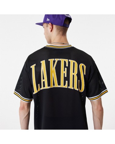 New Era Los Angeles Lakers NBA Logo Oversized White Mesh T-Shirt