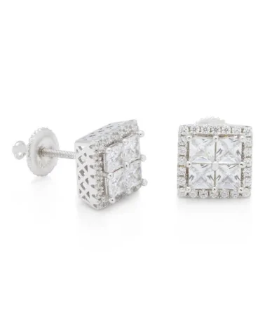 KING ICE - Gold Layered CZ Earrings - White Gold | blockshops