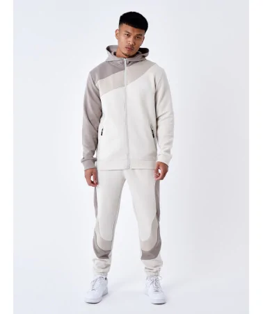 Project X Paris - Tricolor Zipped Hoodie - Beige/Brown | blockshops