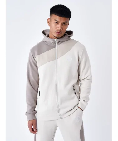Project X Paris - Tricolor Zipped Hoodie - Beige/Brown | blockshops
