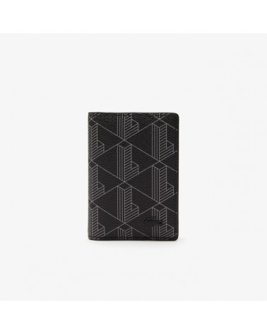 Lacoste Live -  Card Holder in Leather Monogram - Black