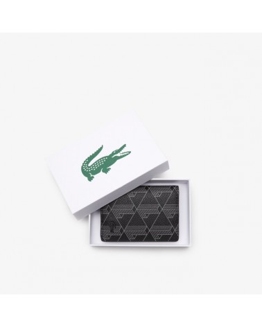 Lacoste Live -  Card Holder in Leather Monogram - Black