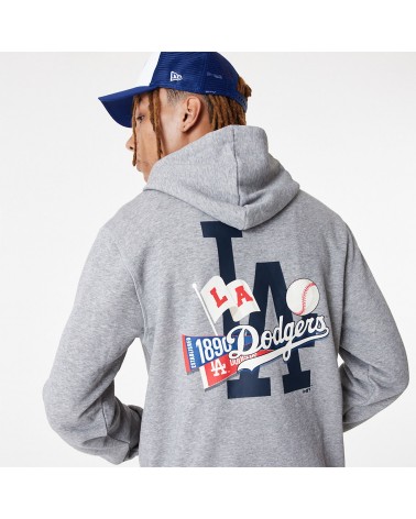 Los Angeles Dodgers Mens Sweatshirt New Era Block Hoodie Grey