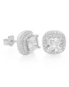 KING ICE - 10mm Halo Cushion Cut Stud Earrings - White | blockshops