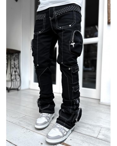Guapi Clothing - Obsidian Contrast Cargo Pant - Black/White