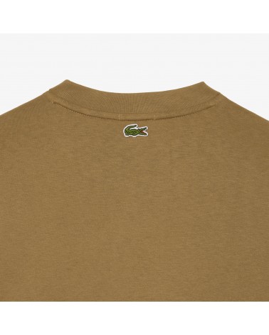 Lacoste - Unisex Loose Fit Large Crocodile Organic Cotton Tee - Brown