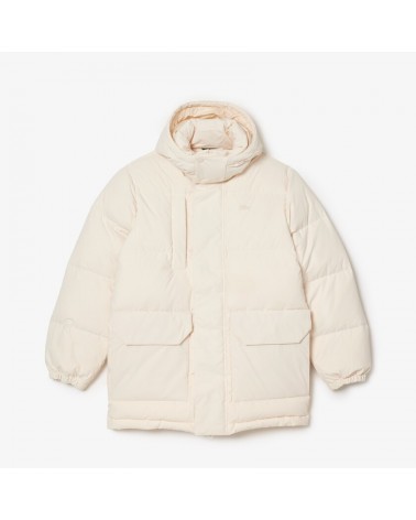 Lacoste - Puffer Midi With Hoodie - White
