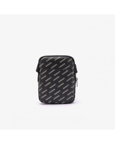 Lacoste - Flat Crossover Bag  LCST All Over Logo - Black