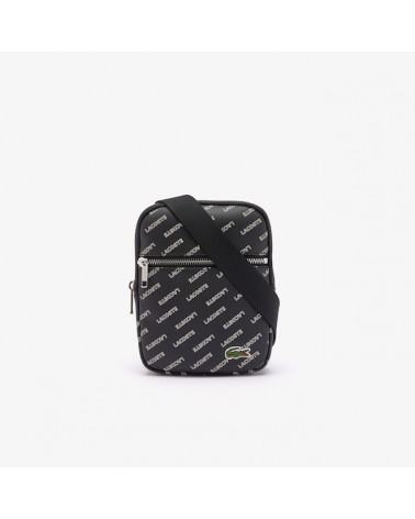 Lacoste - Flat Crossover Bag  LCST All Over Logo - Black