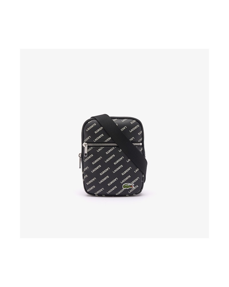 Lacoste - Flat Crossover Bag  LCST All Over Logo - Black