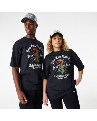 New Era - Flaming Snake Graphic Oversized T-Shirt - Black
