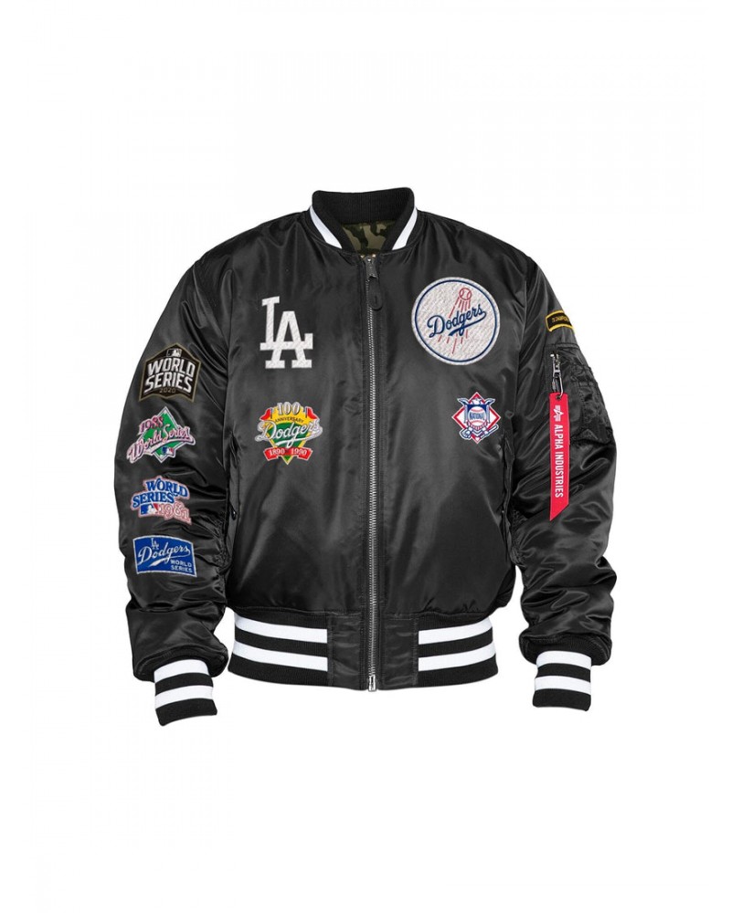 Maker of Jacket Fashion Jackets Black Blue MLB Los Angeles Dodgers Leather