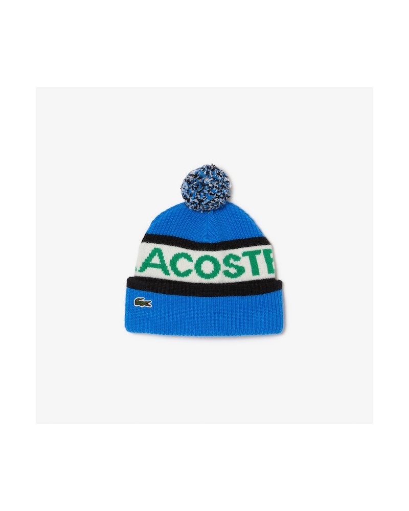 Lacoste - Wool Beanie Small Logo - Blue / White