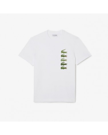 Lacoste - Emblematic Side Logo Regular Fit Tee  - White