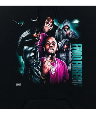 Block Custom - Fivio Foreign NY Retro Merch Hoodie - Black