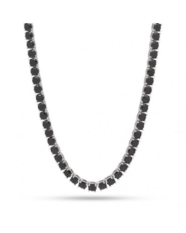 King Ice - 5mm - 14K Single Row Tennis Chain - Onyx / White Gold