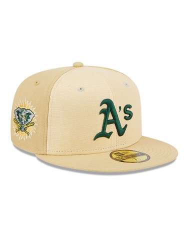 New Era - Oakland Athletics Raffia Front Side Patch 59FIFTY Fitted Cap - Beige